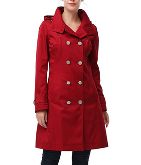 kimi + kai Women's Eeva Water-Resistant Hooded Trench Coat Brick Red Size L $188