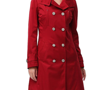 kimi + kai Women's Eeva Water-Resistant Hooded Trench Coat Brick Red Size L $188