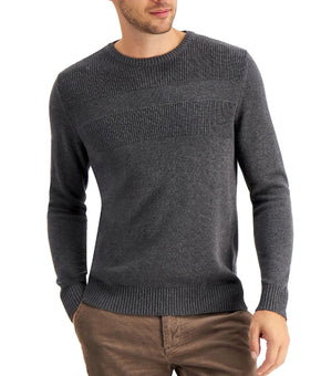 Club Room Mens 100% Cotton Ribbed Trim Sweater Grey Size L