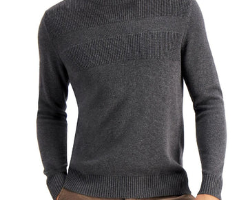 Club Room Mens 100% Cotton Ribbed Trim Sweater Grey Size L