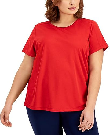 ID Ideology Women's Birdseye Mesh T-Shirt Red Size 3X Plus