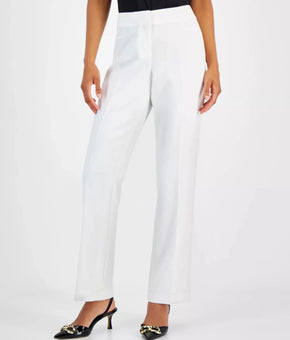 Kasper Women's Petite Size 6P Straight-Leg Mid rise Pants White Polyester $79