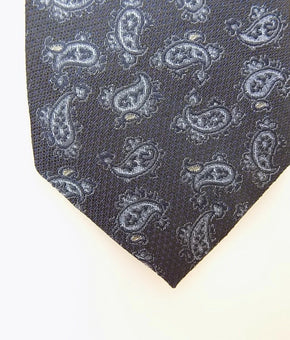 Bloomingdale's PAISLEY 100% Silk Neck Tie Dark Blue Navy MSRP $59