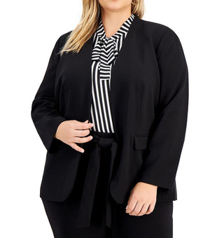 Bar III Womens Plus Office Business Open-Front Blazer Black Size 2X