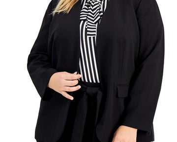 Bar III Womens Plus Office Business Open-Front Blazer Black Size 3X