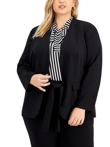 Bar III Womens Plus Office Business Open-Front Blazer Black Size 3X