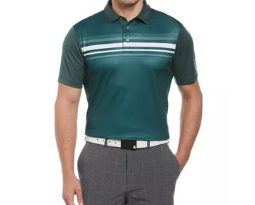 PGA TOUR Mens Athletic-Fit Stripe Perf Sycamore Green Size S MSRP $68