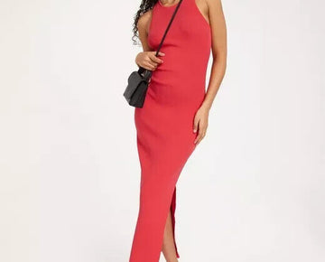 Michael Kors ECO TANK SLIT MAXI DRESS Coral Red Size L MSRP $225
