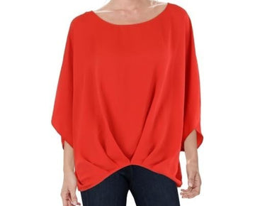 Vince Camuto Womens Batwing-Sleeve Top Tulip Red Size L MSRP $89