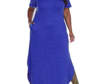White Mark lexi womens jersey cold shoulder maxi dress Blue Plus Size 1XL