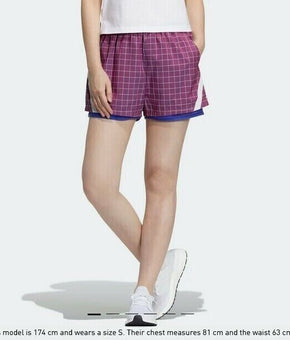 adidas Women's PrimeBlue Plaid Ripstop Shorts Purple Size L MSRP $50