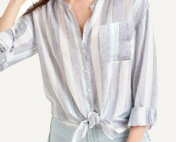 Splendid Womens Sea Stripe Tunic Button Up Shirt Blue Size XS MSRP $148