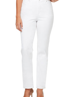Gloria Vanderbilt Women Petites Ankle Slimming Straight Leg Jeans White Size 12P
