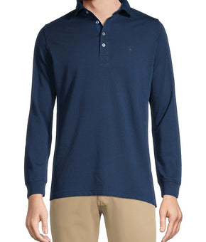TailorByrd Men's Long-Sleeve Twill Knit Polo - Navy Blue Size XXL