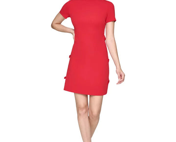 KARL LAGERFELD PARIS Women's Bow-Trim Sheath Dress Red Size 6 MSRP $138