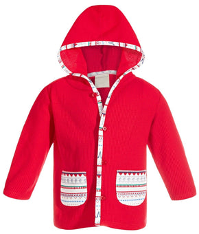 First Impressions Baby Boys Hooded Fair Isle Jacket red Size 12M