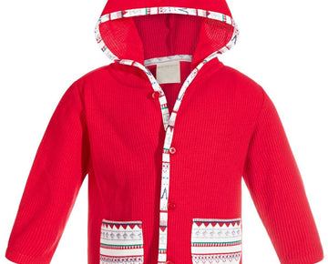 First Impressions Baby Boys Hooded Fair Isle Jacket red Size 6-9M