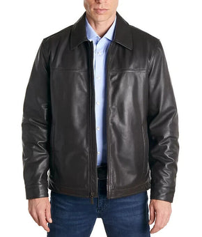 Perry Ellis Men's Classic Leather Jacket Black Size XXL MSRP $525