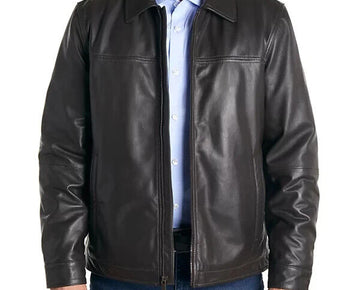 Perry Ellis Men's Classic Leather Jacket Black Size XXL MSRP $525