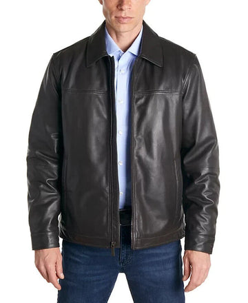 Perry Ellis Men's Classic Leather Jacket Black Size XXL MSRP $525