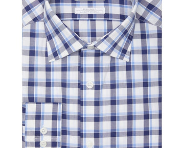 Michael Kors Regular-Fit Non-Iron Stretch Dress Shirt Size 16.5x32/33 Blue $85