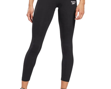 Reebok Women's Mid-rise Full Length Small Logo Leggings Black Size XL