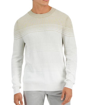 Alfani Mens Ombre Striped Crewneck Sweater Ivory Size S