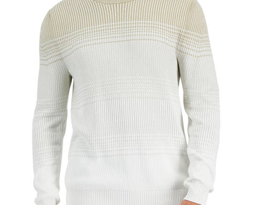 Alfani Mens Ombre Striped Crewneck Sweater Ivory Size S
