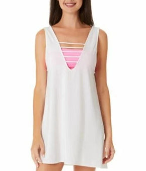 California Waves Juniors Strappy Swim Cover-Up Dress White Size L