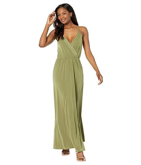 check-MICHAEL KORS Grommet Faux-Wrap Maxi Dress Olive Green Size M MSRP $140