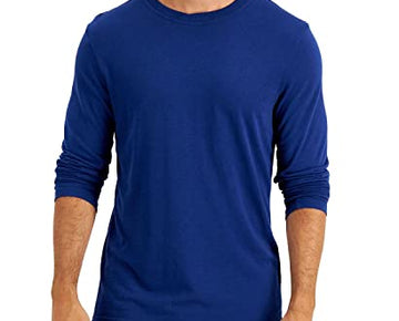 Club Room Mens Sleepwear Crewneck Long Sleeve Sleepshirt Blue Size XL