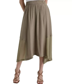 DKNY Womens Green Handkerchief Hem Mid Calf Wear Midi Skirt Size XL MSRP $99