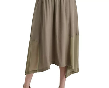 DKNY Womens Green Handkerchief Hem Mid Calf Wear Midi Skirt Size XL MSRP $99