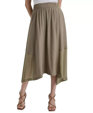 DKNY Womens Green Handkerchief Hem Mid Calf Wear Midi Skirt Size XL MSRP $99