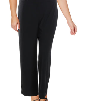 NY Collection Womens Plus Stretch Flat Front Wide Leg Pants Size 2X Black