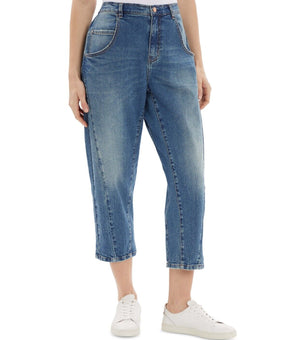 Frayed Denim Curved Leg Jeans Women Size 30 MSRP $80