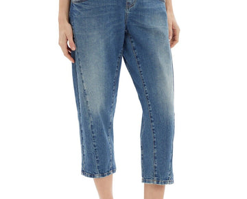 Frayed Denim Curved Leg Jeans Women Size 30 MSRP $80