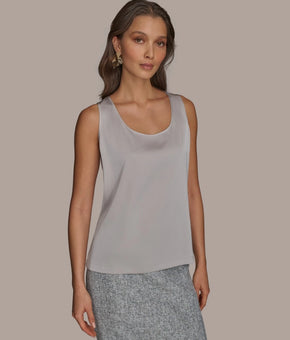 Donna Karan New York Women's Scoop-Neck Satin Camisole Brown Size L MSRP $59