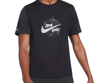 Nike Men's Dri-fit Miler Wild Run T-Shirt Black Size S MSRP $40