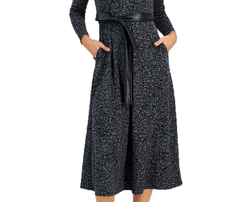 Anne Klein Womens Animal Print Maxi Dress Gray Size S MSRP $139