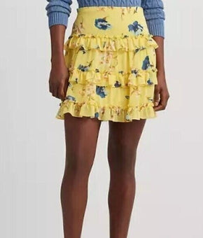 Lauren Ralph Lauren, Women's Ruffled Miniskirt, Yellow, Size 8