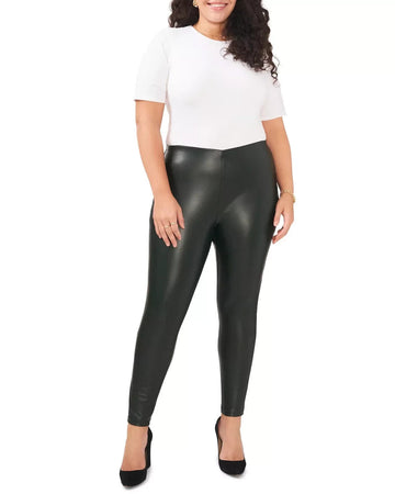 Vince Camuto Womens Black PU Faux Leather Skinny Jeggings Pants Size 3X MSRP $89