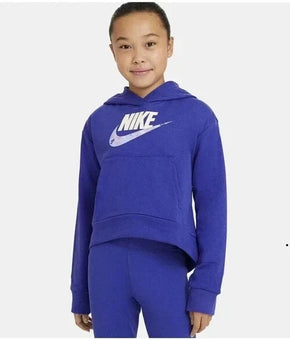 NIKE Big Girls Sportswear Club Hoodie Hooded Top Shirt Size L(+) Purple
