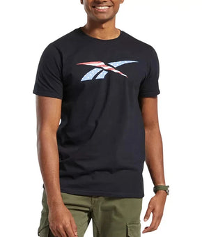 Reebok Mens VectorShort Sleeves T-Shirt Black Size S 100% Cotton