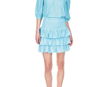 Michael Kors Eyelet Tiered Skirt Turquoise Blue Size XS MSRP $110