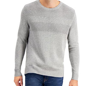 Club Room Men's Cotton Ribbed Trim Sweater Gray Size XL