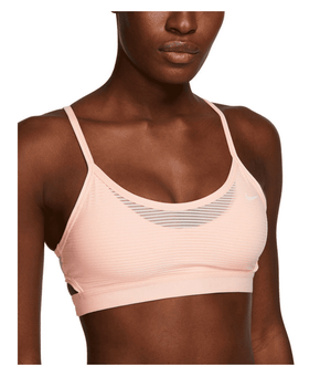 Nike Women's Indy Dri-FIT Shadow-Stripe Low Impact Sports, Bra Peach, Size XS