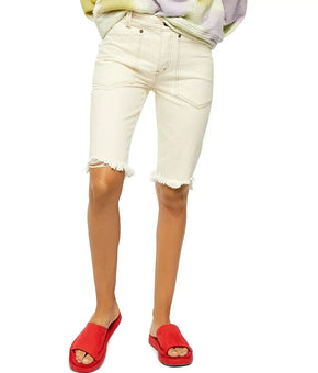 Free People Rebel Rouser Cut-Off Jean Shorts in Natural Ivory Size 28 MSRP $88