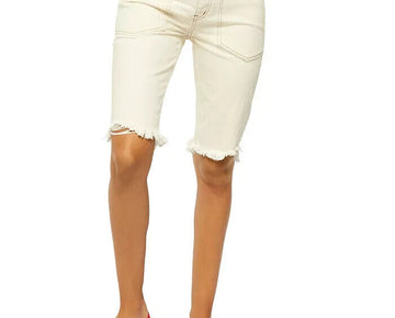 Free People Rebel Rouser Cut-Off Jean Shorts in Natural Ivory Size 28 MSRP $88