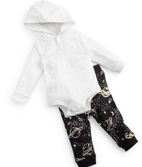 First Impressions Baby Boys 2-Pc Hooded Bodysuit Grey Size 0-3 months